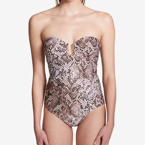 Calvin Klein Chameleon Hardware Bandeau One-Piece - Picture 1 of 3